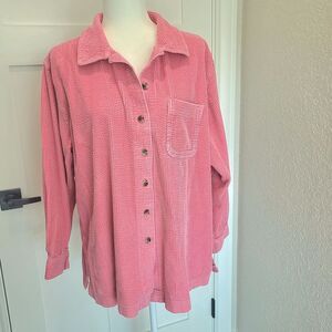 L.L. Bean Wide Wale Dusty Pink Corduroy Big Shirt Jacket 100% Cotton SZ 1X